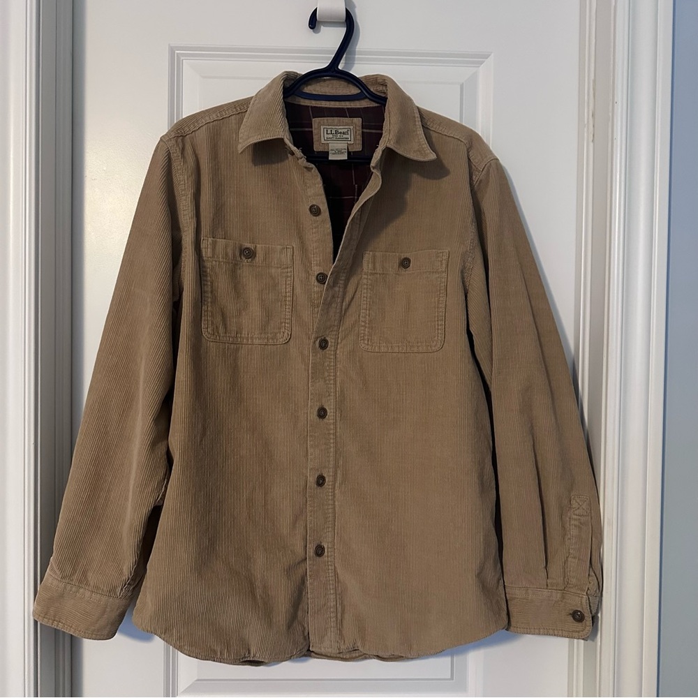 L.L. Bean Corduroy Shacket / Shirt Jacket, Plaid Lined, small regular